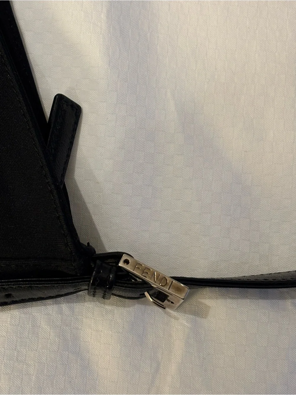 Fendi Black Shoulder Bag with Silver Logo Buckle